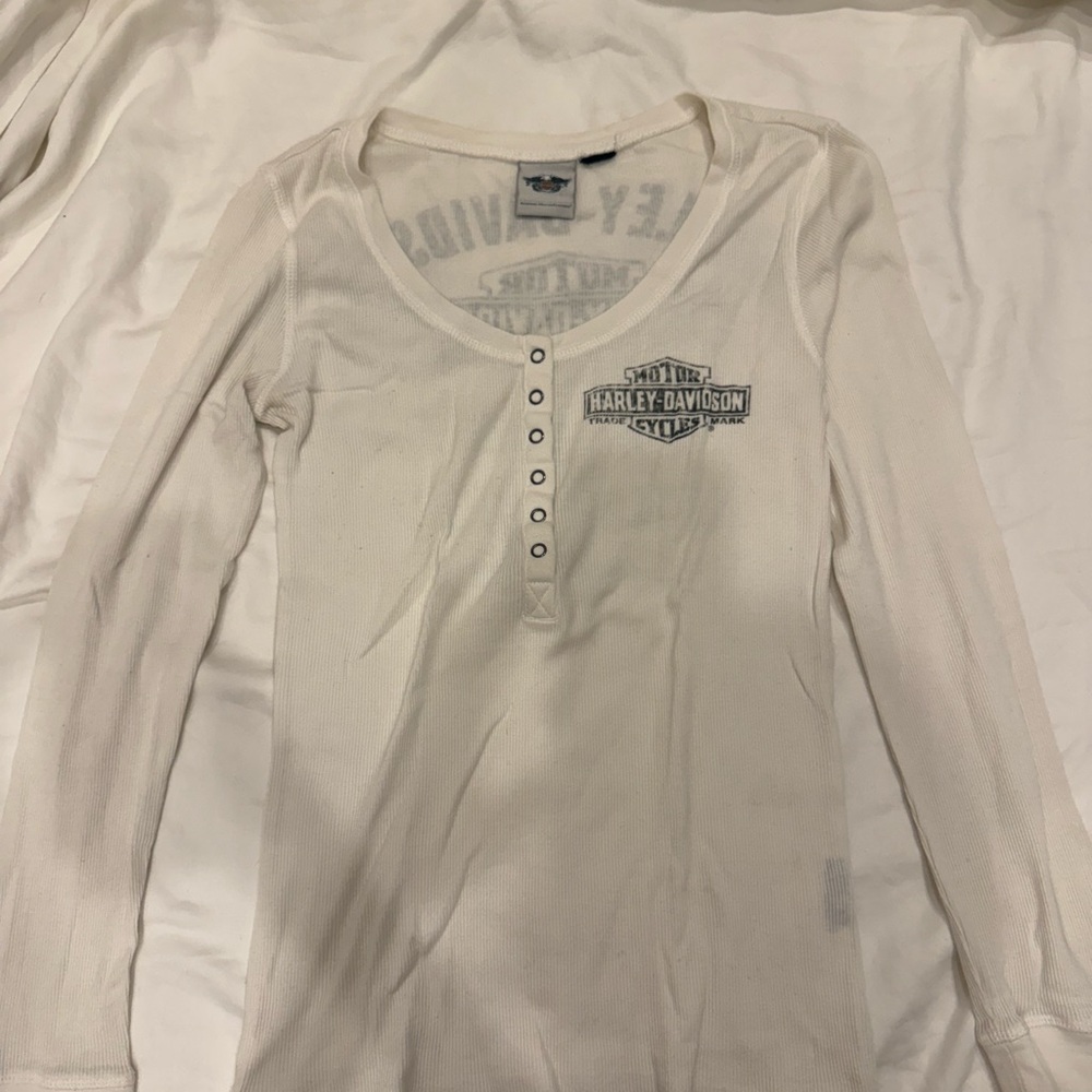 Harley-Davidson White Button-Up Top